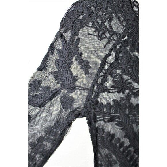 HONEY PUNCH BLACK LACE/sheer long sleeves scoop neck‎ MINI dress LARGE - Picture 6 of 9